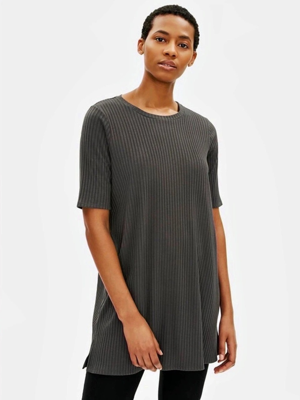 Elieen Fisher Gray Striped Tunic XL Like New